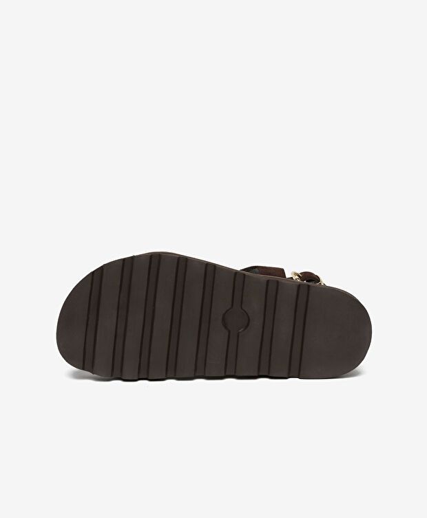 Kadın Kahverengi Süet Hakiki Deri Sandalet - 6