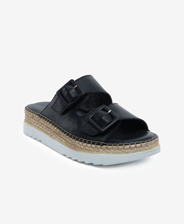 Kadın Siyah Hakiki Deri Comfort Terlik - 2