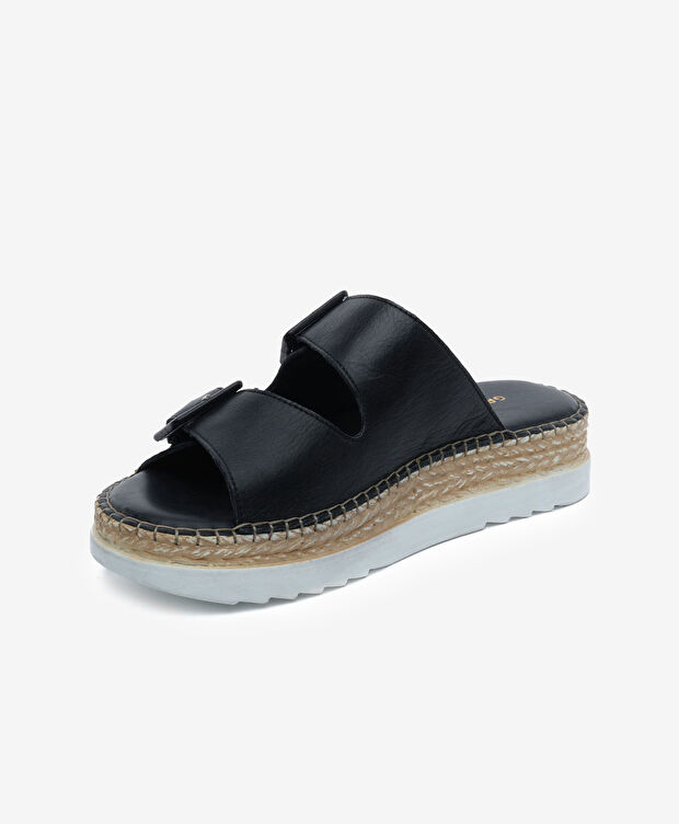 Kadın Siyah Hakiki Deri Comfort Terlik - 3