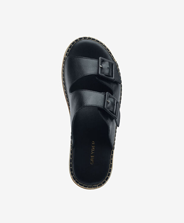 Kadın Siyah Hakiki Deri Comfort Terlik - 4