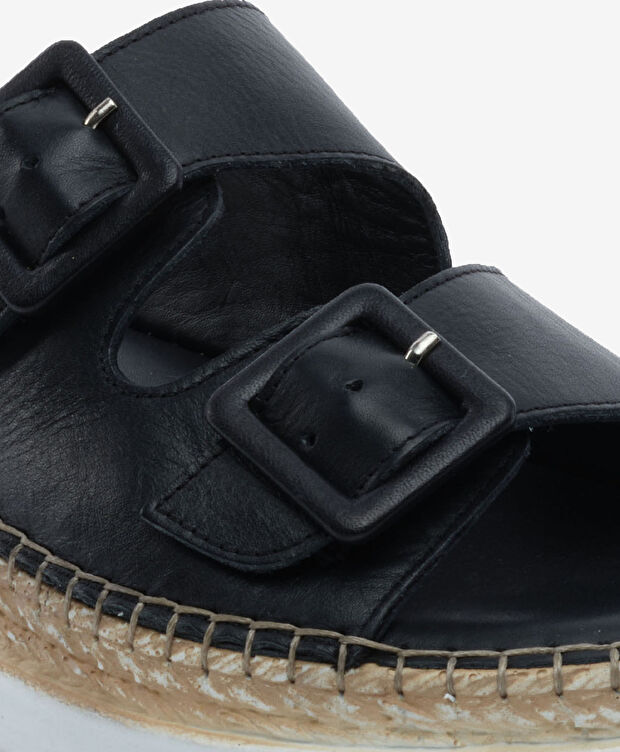 Kadın Siyah Hakiki Deri Comfort Terlik - 5