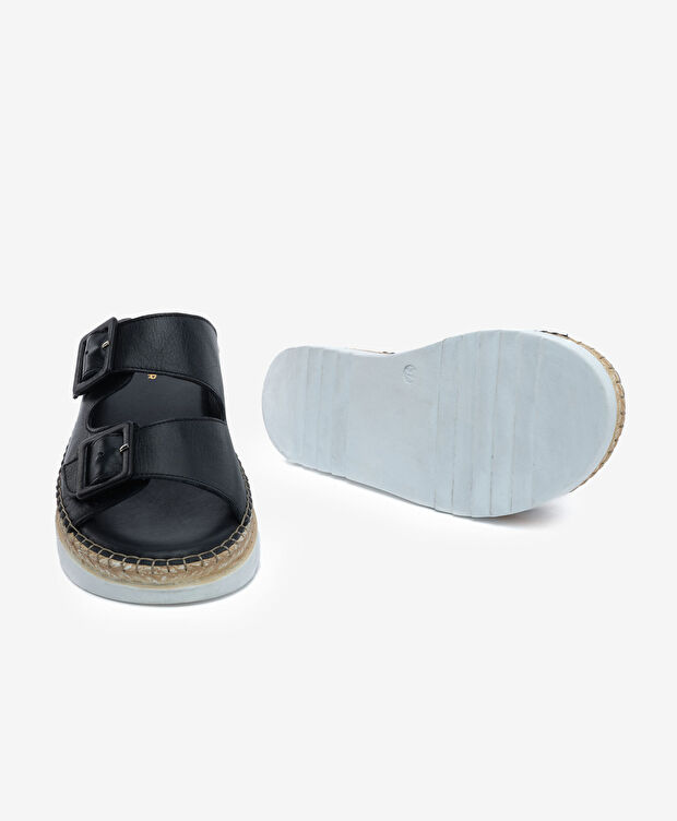 Kadın Siyah Hakiki Deri Comfort Terlik - 6