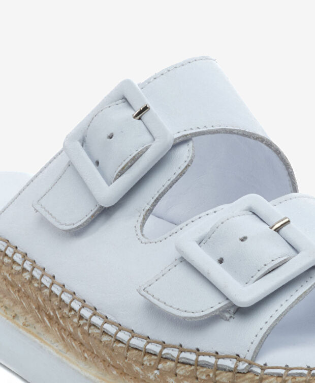 Kadın Beyaz Hakiki Deri Comfort Terlik - 5