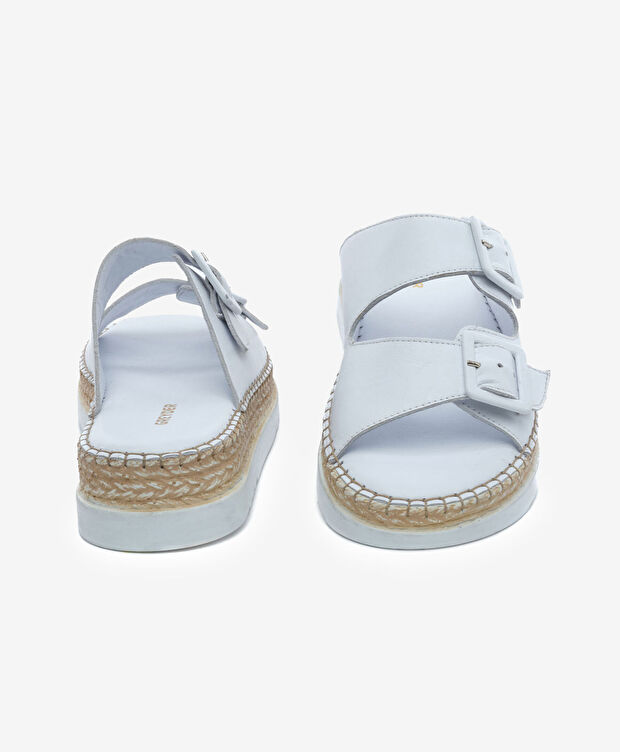 Kadın Beyaz Hakiki Deri Comfort Terlik - 7