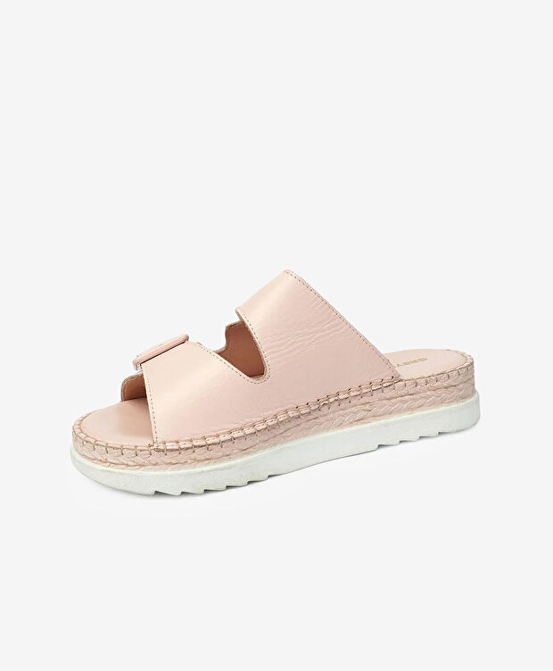 Kadın Pudra Hakiki Deri Comfort Terlik - 3