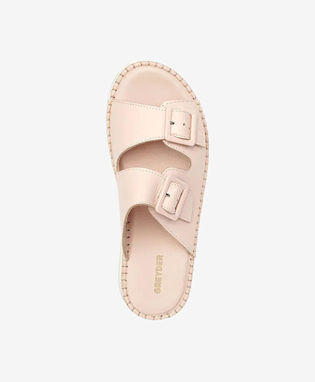 Kadın Pudra Hakiki Deri Comfort Terlik - 4