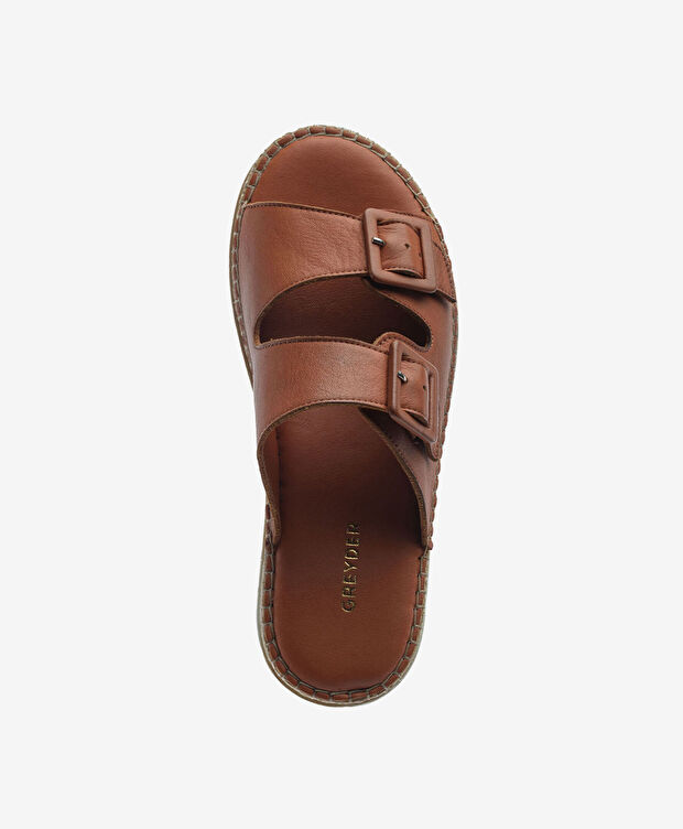 Kadın Taba Hakiki Deri Comfort Terlik - 4