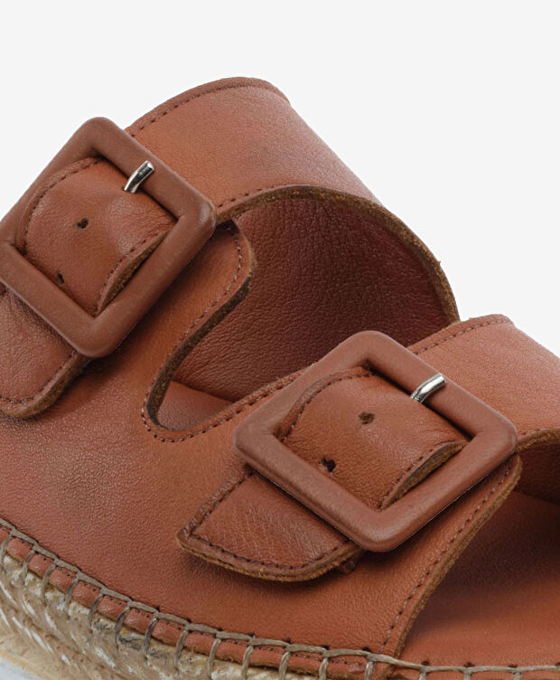 Kadın Taba Hakiki Deri Comfort Terlik - 5