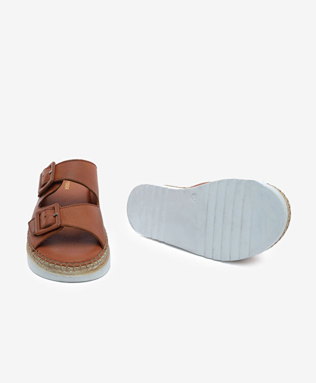 Kadın Taba Hakiki Deri Comfort Terlik - 6