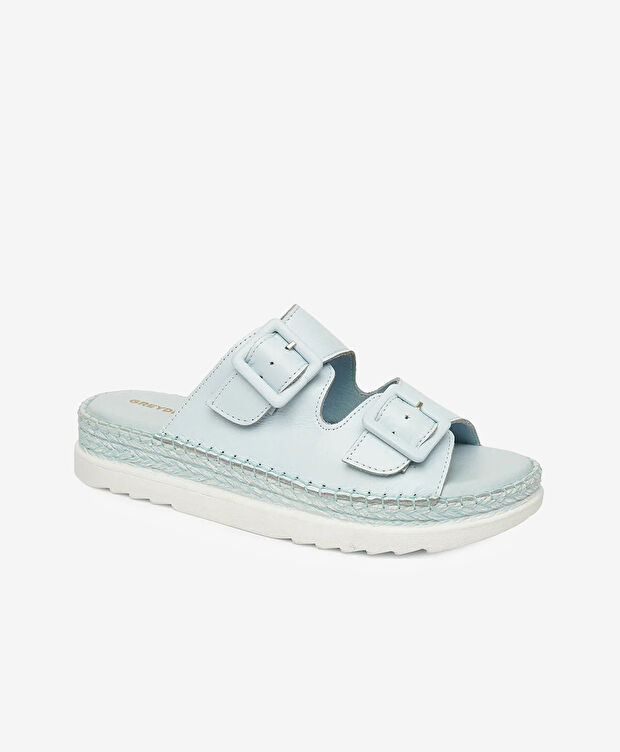 Kadın Bebe Mavi Hakiki Deri Comfort Terlik - 2