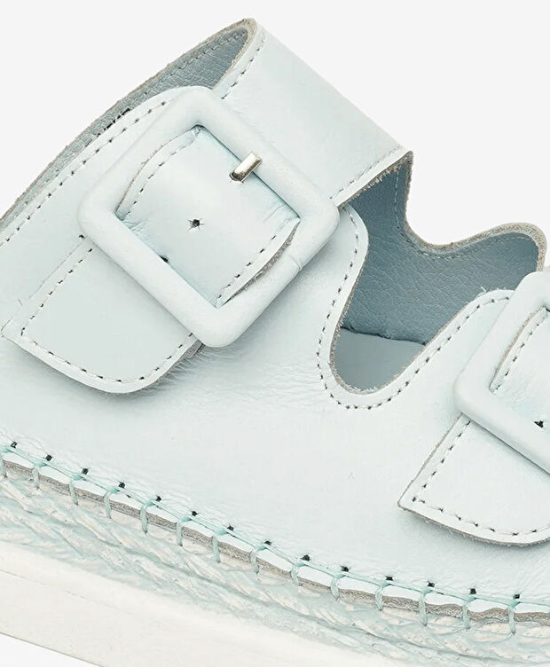Kadın Bebe Mavi Hakiki Deri Comfort Terlik - 5