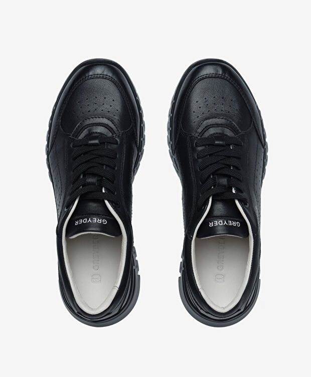 Kadın Siyah Hakiki Deri Spor Ayakkabı - 5