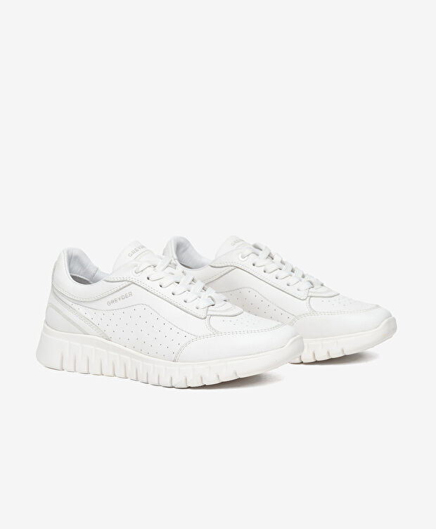 Kadın Beyaz Hakiki Deri Günlük Spor Ayakkabı - 3