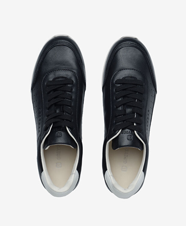 Kadın Siyah Hakiki Deri Sneaker Ayakkabı - 5