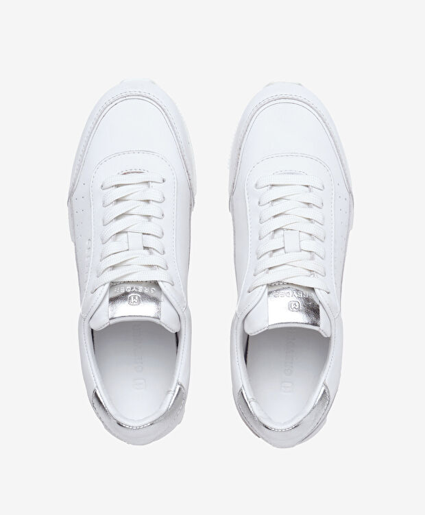 Kadın Beyaz Hakiki Deri Sneaker Ayakkabı - 5