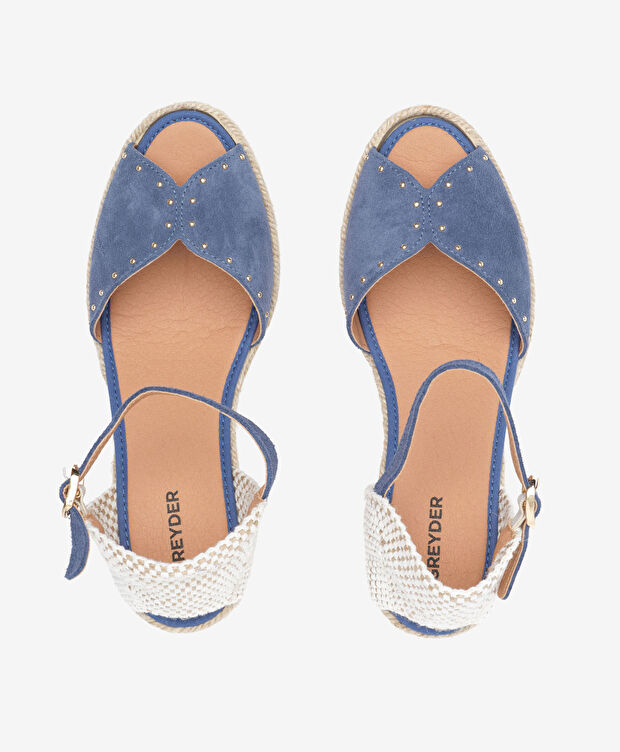 Kadın Mavi Süet Comfort Sandalet - 5