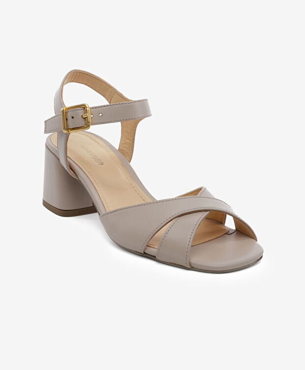 Kadın Vizon Hakiki Deri Topuklu Sandalet - 2