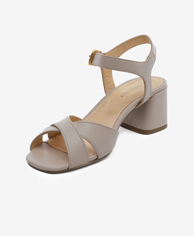 Kadın Vizon Hakiki Deri Topuklu Sandalet - 3