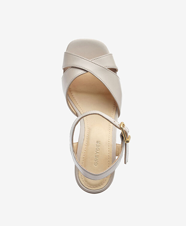 Kadın Vizon Hakiki Deri Topuklu Sandalet - 4