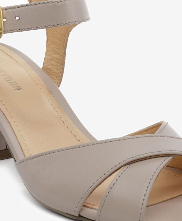 Kadın Vizon Hakiki Deri Topuklu Sandalet - 5