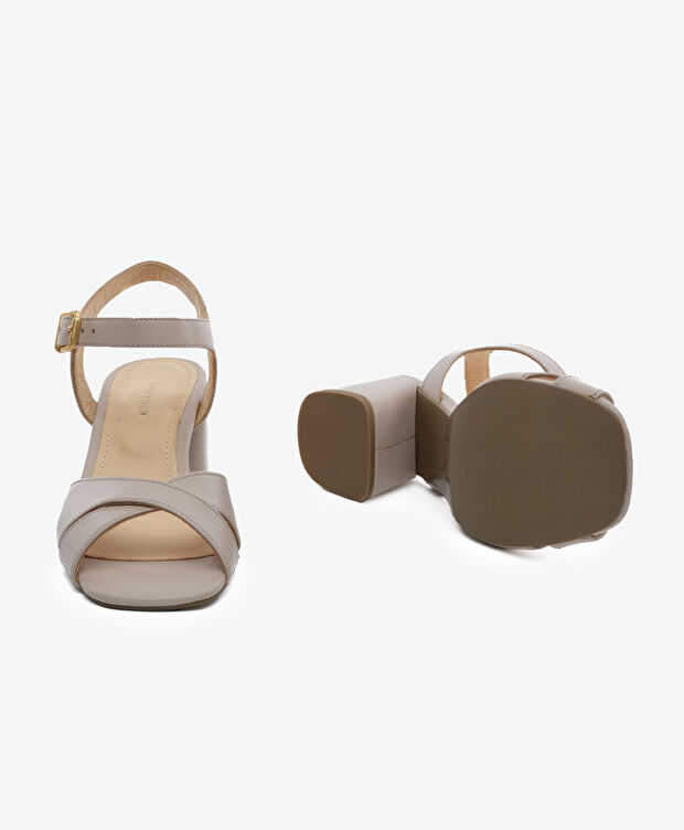 Kadın Vizon Hakiki Deri Topuklu Sandalet - 6