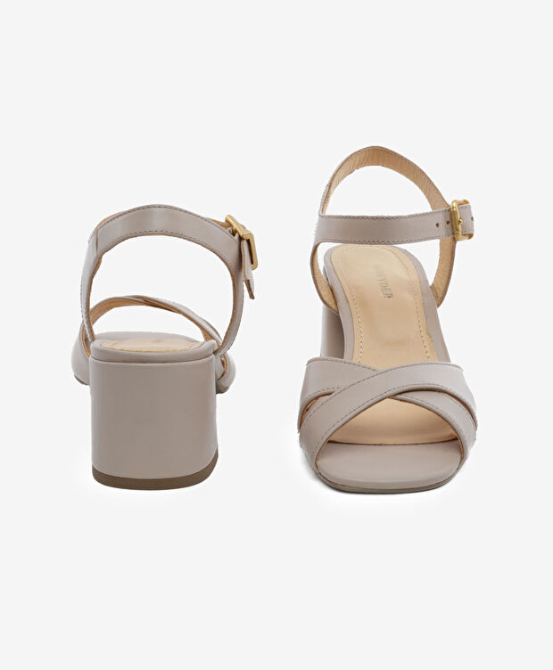 Kadın Vizon Hakiki Deri Topuklu Sandalet - 7