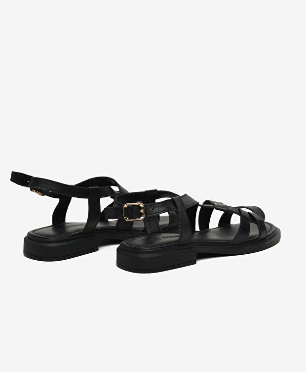 Kadın Siyah Hakiki Deri Sandalet - 4