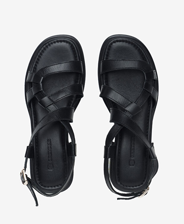 Kadın Siyah Hakiki Deri Sandalet - 5