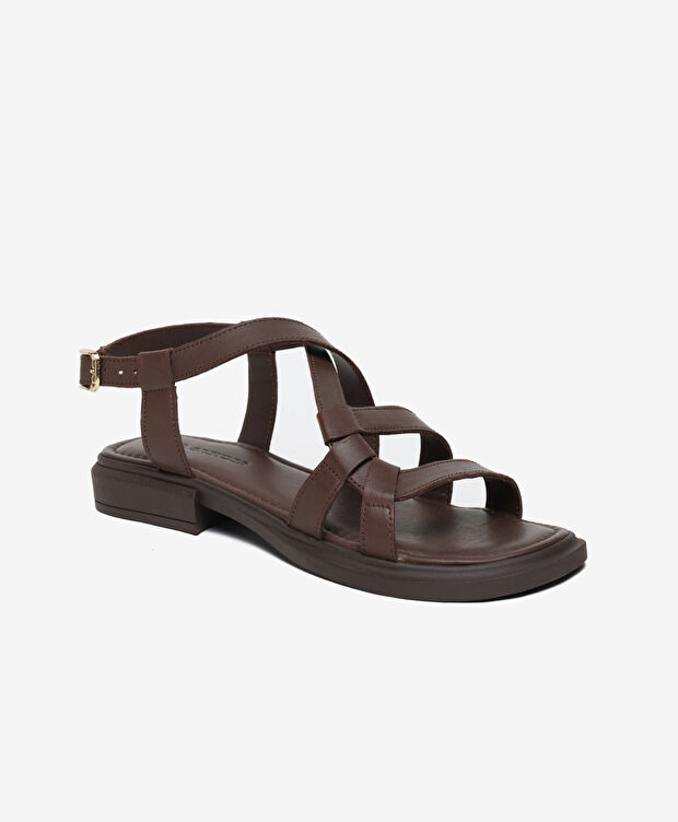 Kadın Kahverengi Hakiki Deri Sandalet - 2