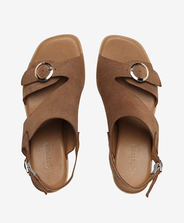 Kadın Sigaro Süet Hakiki Deri Topuklu Sandalet - 5