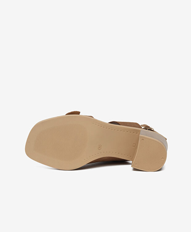 Kadın Sigaro Süet Hakiki Deri Topuklu Sandalet - 6