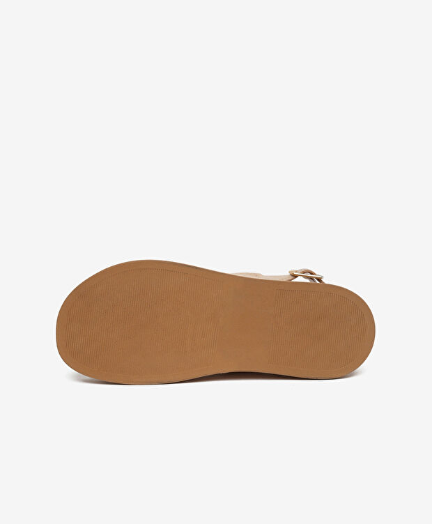 Kadın Bej Süet Hakiki Deri Sandalet - 6