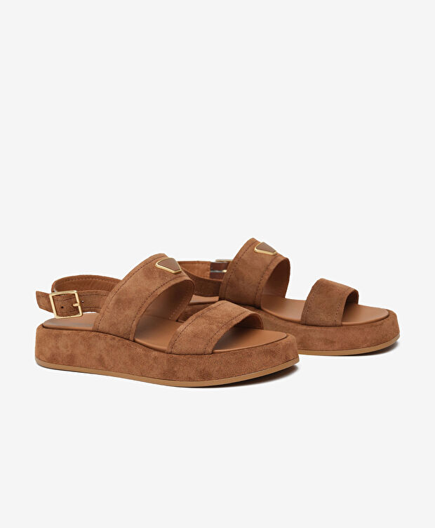 Kadın Taba Süet Hakiki Deri Sandalet - 3