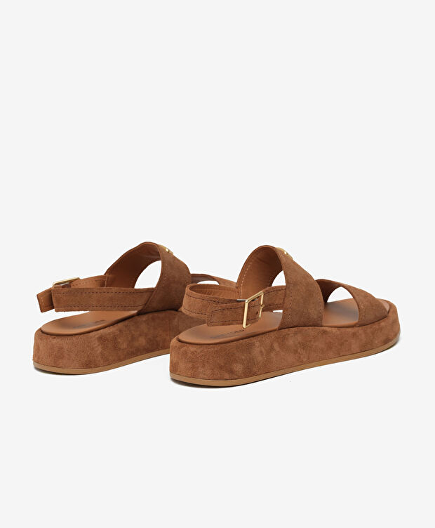 Kadın Taba Süet Hakiki Deri Sandalet - 4