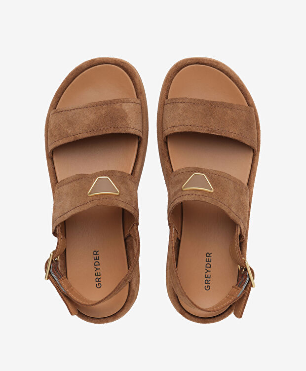 Kadın Taba Süet Hakiki Deri Sandalet - 5