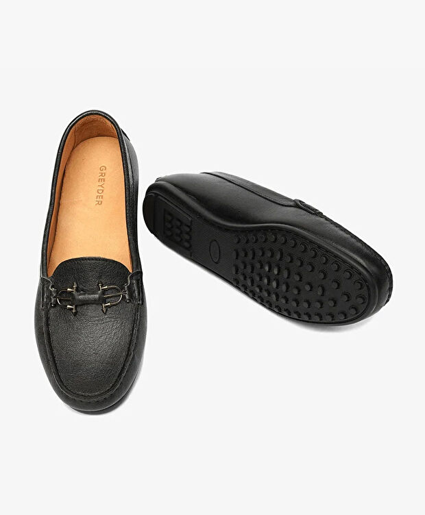 Kadın Siyah Hakiki Deri Loafer Ayakkabı - 7
