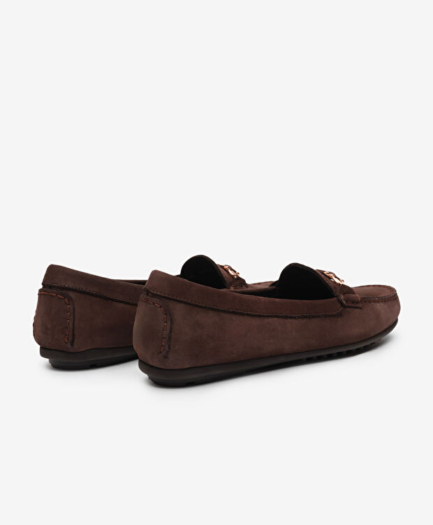 Kadın Kahverengi Nubuk Hakiki Deri Loafer Ayakkabı - 4