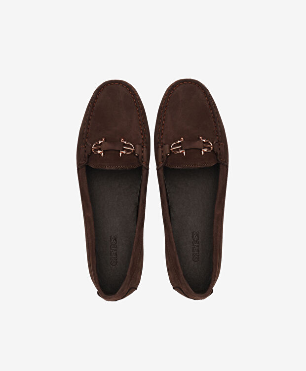 Kadın Kahverengi Nubuk Hakiki Deri Loafer Ayakkabı - 5