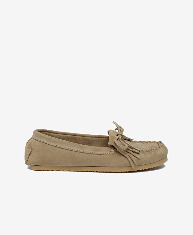 Kadın Bej Süet Hakiki Deri Loafer Ayakkabı - 1