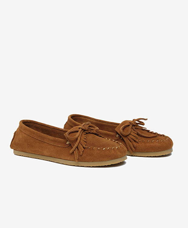 Kadın Taba Süet Hakiki Deri Loafer Ayakkabı - 3