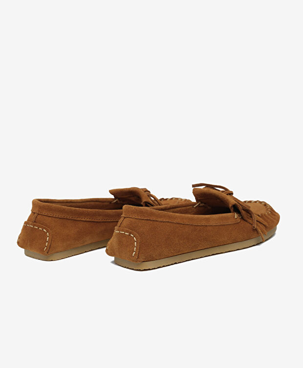 Kadın Taba Süet Hakiki Deri Loafer Ayakkabı - 4