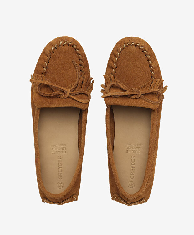 Kadın Taba Süet Hakiki Deri Loafer Ayakkabı - 5