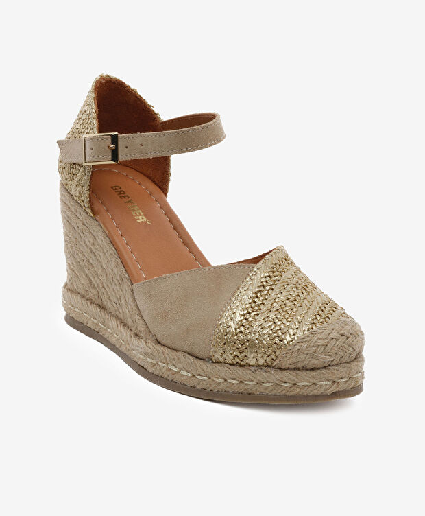 Kadın Altın Hakiki Deri Topuklu Sandalet - 2