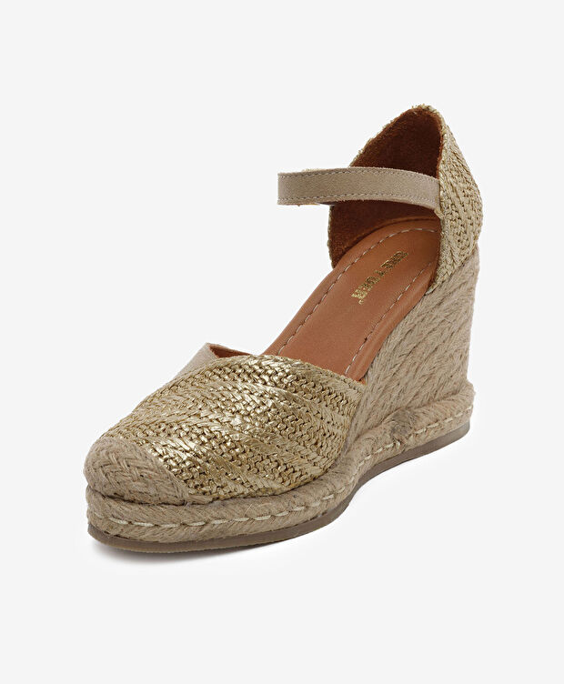 Kadın Altın Hakiki Deri Topuklu Sandalet - 3