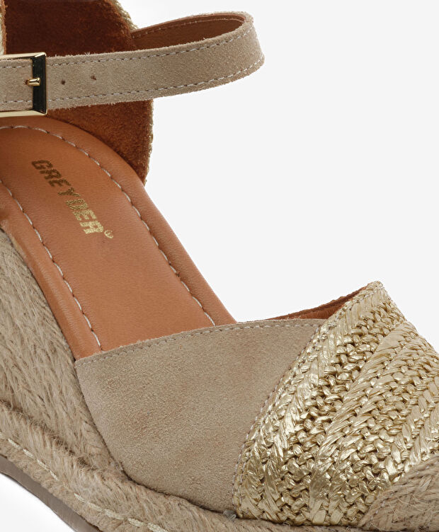 Kadın Altın Hakiki Deri Topuklu Sandalet - 5