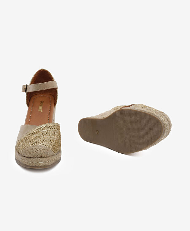 Kadın Altın Hakiki Deri Topuklu Sandalet - 6