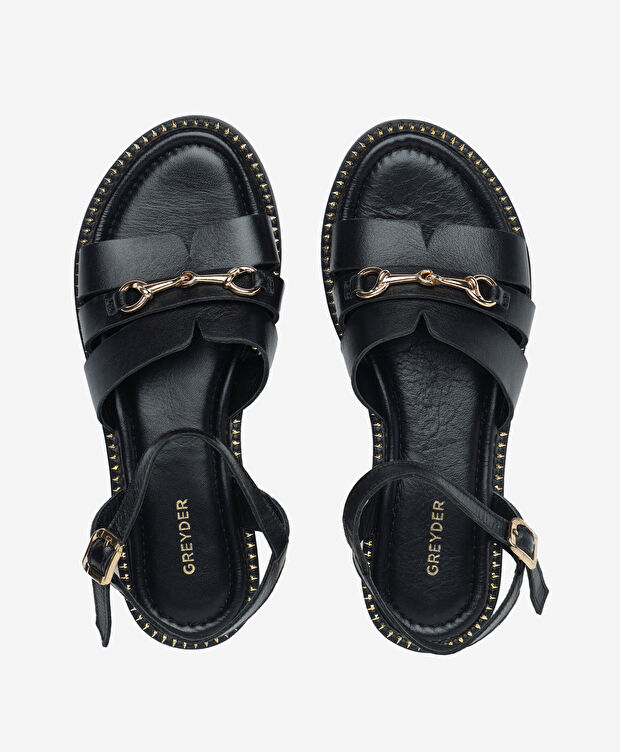 Kadın Siyah Hakiki Deri Sandalet - 5