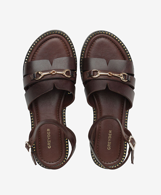 Kadın Kahverengi Hakiki Deri Sandalet - 5