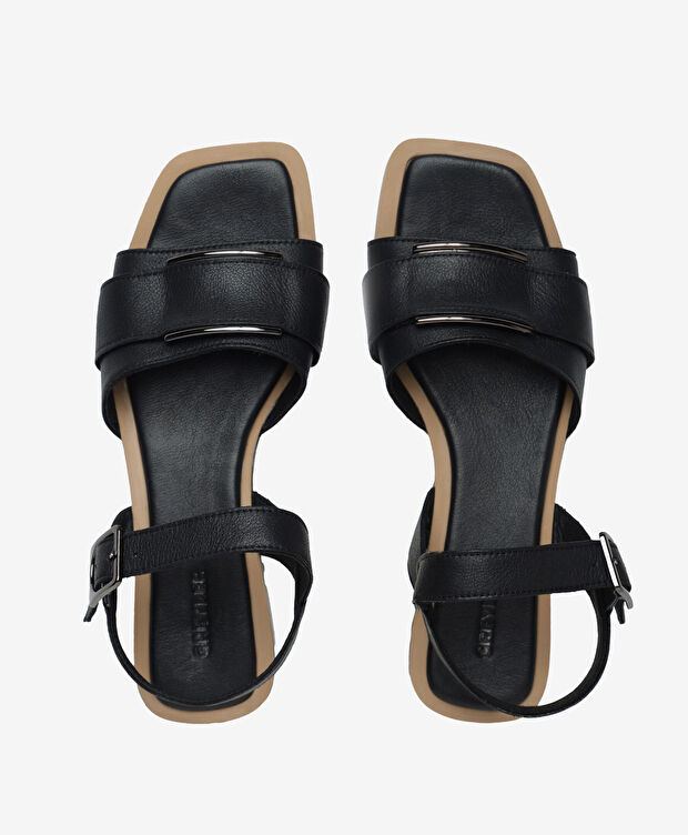 Kadın Siyah Hakiki Deri Sandalet - 5