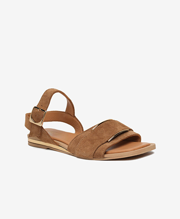 Kadın Sigaro Süet Hakiki Deri Sandalet - 2